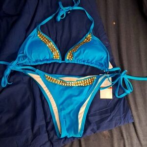 MICHAEL KORS BRAND NEW TEAL STRING BIKINI